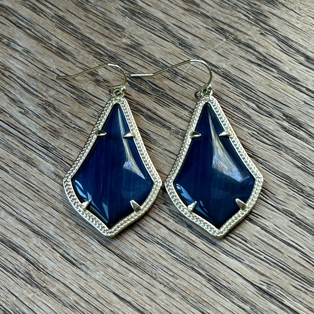 Kendra Scott Alex Gold Drop Earrings in Navy Opaque Glass